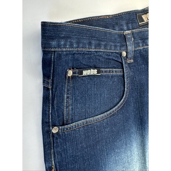 Vintage Webs Shorts Mens 38 Blue Denim Jorts Wide Leg Baggy Hip Hop Skater 90s - Picture 5 of 13